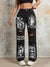 Trendy ripped high-waist straight jeans for women, perfect for casual outings and stylish streetwear. Comfortable cotton blen