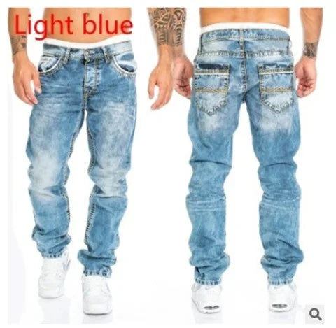 Model showcasing the comfort fit of Midnight Rhythms jeans during city adventures.
