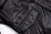 Fashionable men's winter jacket by Tcyeek in black leather.