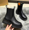 Chic Chelsea boots for women with thick sole, slip-on design, and durable rubber outsole, perfect for spring and autumn wear.