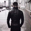 Durable polyester lining of HKSH handmade leather jacket, ensuring comfort and style.