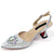 Crystal-detailed party footwear with elegant square heel and PU lining
