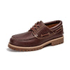 Pair of red brown leather derby shoes with rubber outsole