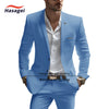 Elegant white summer suit for men, slim fit with notch lapel, perfect for weddings and business events, crafted from wool.