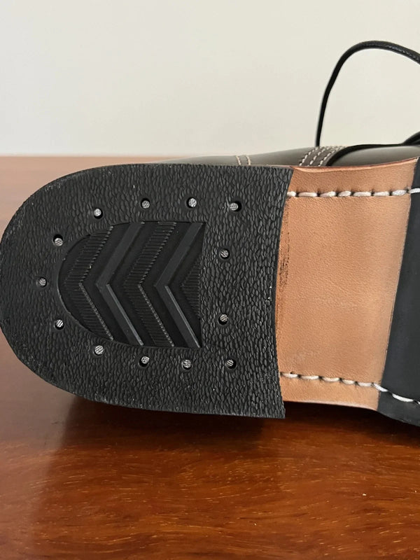 Top-down view showcasing the craftsmanship of the leather upper.