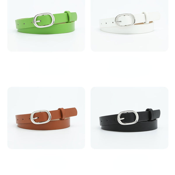 Chic round buckle women's belt in premium PU leather, stylish and versatile for jeans or dress outfits, elegant fashion acces
