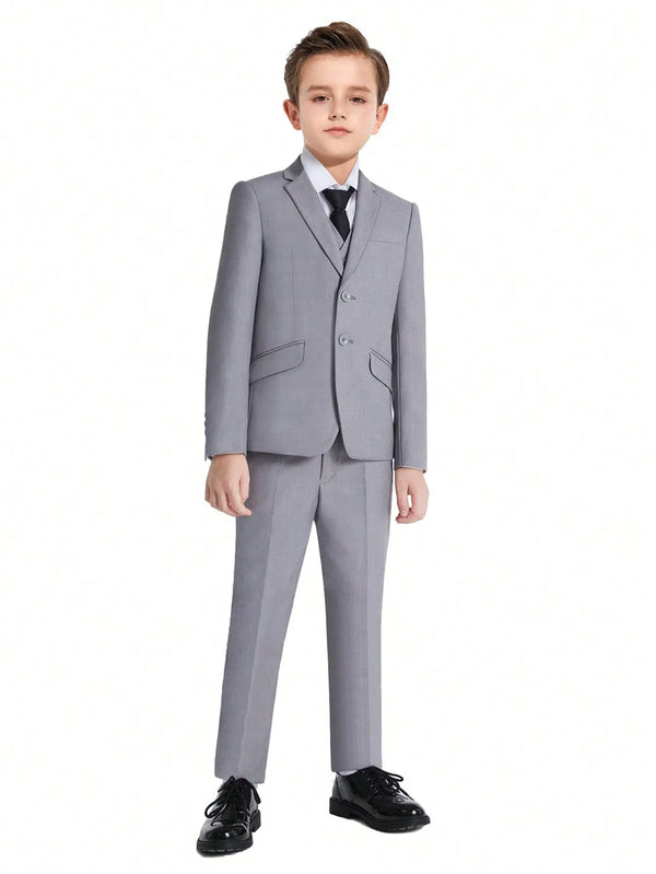 Boys' colorful slim fit suit set with vibrant patterns, ideal for formal gatherings.