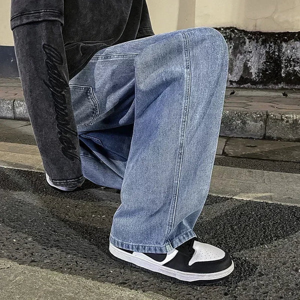 Durable black wide-leg jeans offering all-day comfort and unrestricted movement