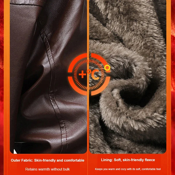 Model wearing the stylish men's biker jacket in a casual setting.