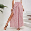 Floral wide-leg chiffon pants for women, ankle-length, elastic waist, perfect for summer fashion and casual chic outfits.
