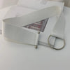 Chic round buckle women's elastic waist belt in neutral color, perfect for dresses, sweaters, and casual outfits.