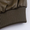 Chic army green faux leather jacket for women with stand collar, loose fit, and functional pockets, perfect for winter style.
