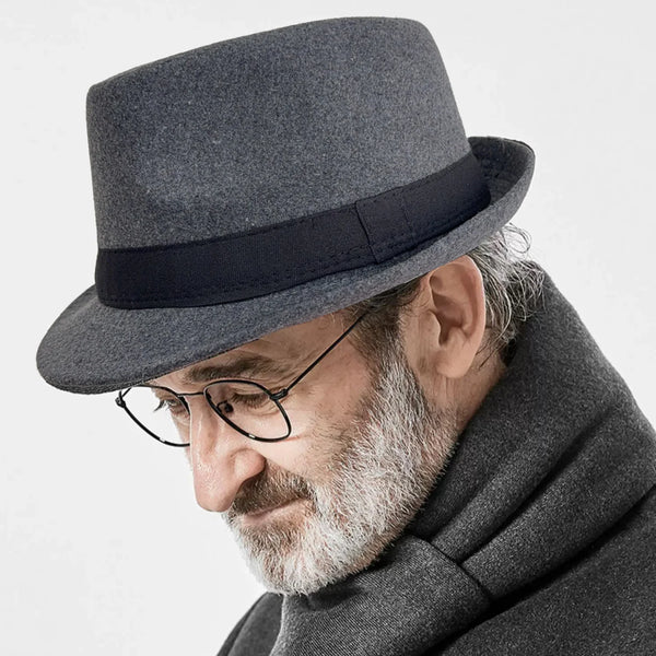 Sophisticated gray hat ideal for outdoor gatherings.