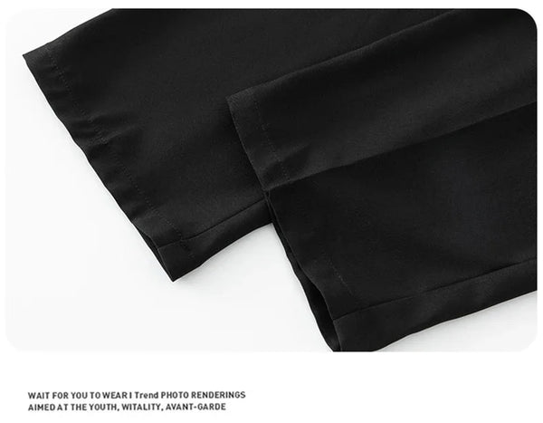 Casual wide leg business trousers for men in premium polyester, perfect for smart casual and office wear. Comfortable fit.