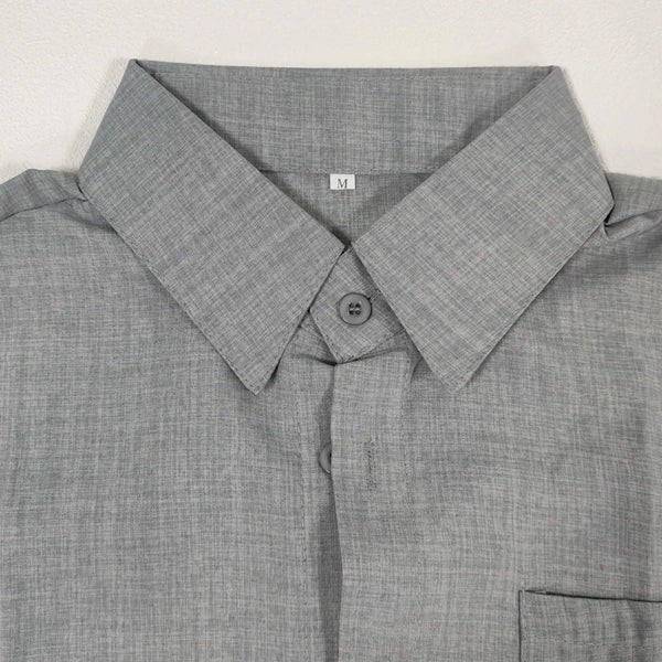 Smart-casual cotton-linen shirt with traditional turn-down collar design