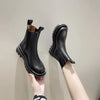 Chic Chelsea boots for women with thick sole, slip-on design, and durable rubber outsole, perfect for casual autumn wear.