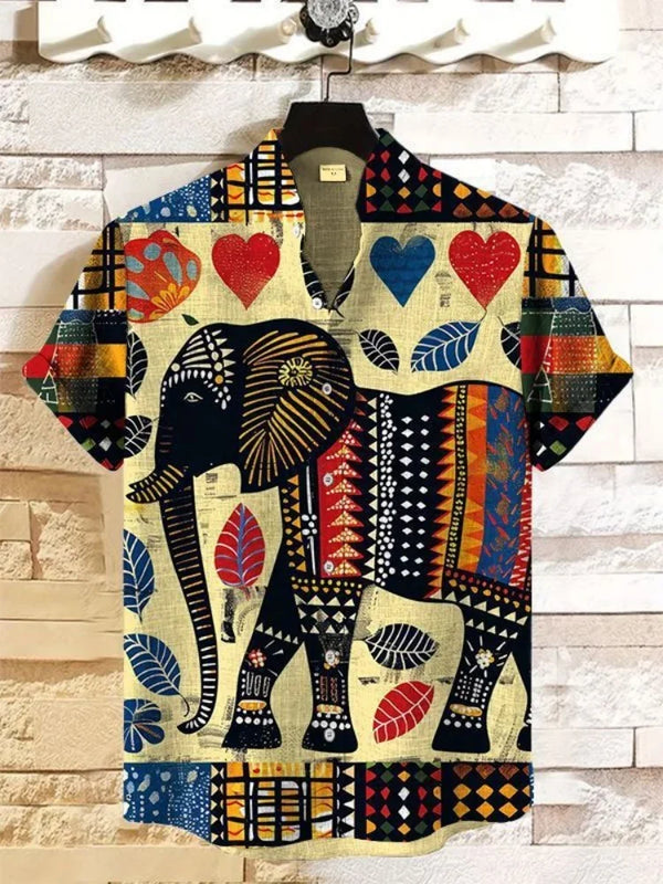 Lightweight polyester beach shirt with eye-catching 3D graphic ethnic design