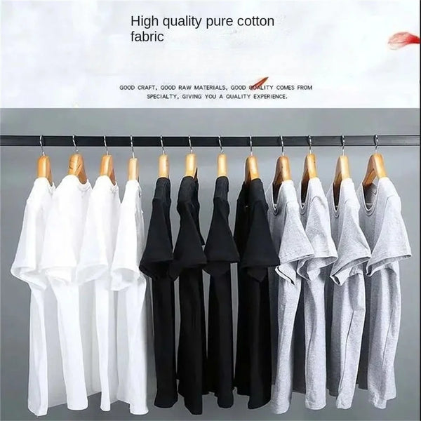 Classic Cotton Tee for men and women in solid color, breathable fabric, O-neck, short sleeve, perfect for casual wear.