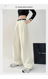 Chic high waist wide leg trousers with stylish belt, perfect for office and casual wear, made from breathable polyester blend