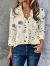 Elegant floral print women's blouse with batwing sleeves, perfect for everyday wear and versatile styling options.