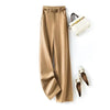 Elegant wide-leg work trousers for women in cotton blend, high waist, perfect for office wear and business casual outfits.