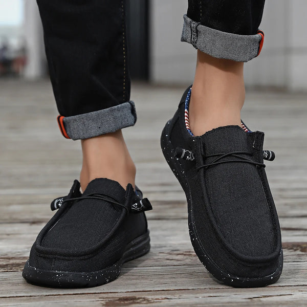 Breathable men's casual loafers with soft cotton interior and EVA sole
