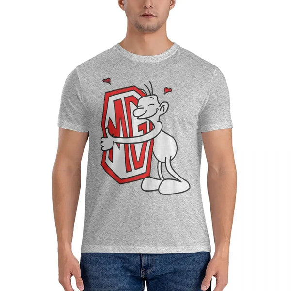 Men's quirky cotton fashion tee with unique graphic design, short sleeves, and round neck for stylish casual wear.
