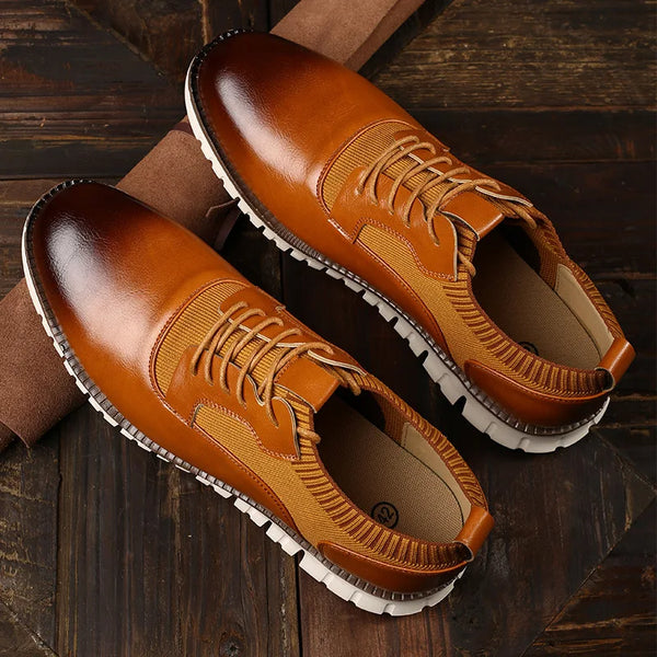 Close-up of black men's brogue shoes showcasing intricate detailing.