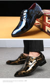 Close-up of the lace-up feature on floral men's Oxford dress shoes.