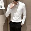 Elegant men's embroidered white long sleeve shirt with turn-down collar, perfect for casual and social events.