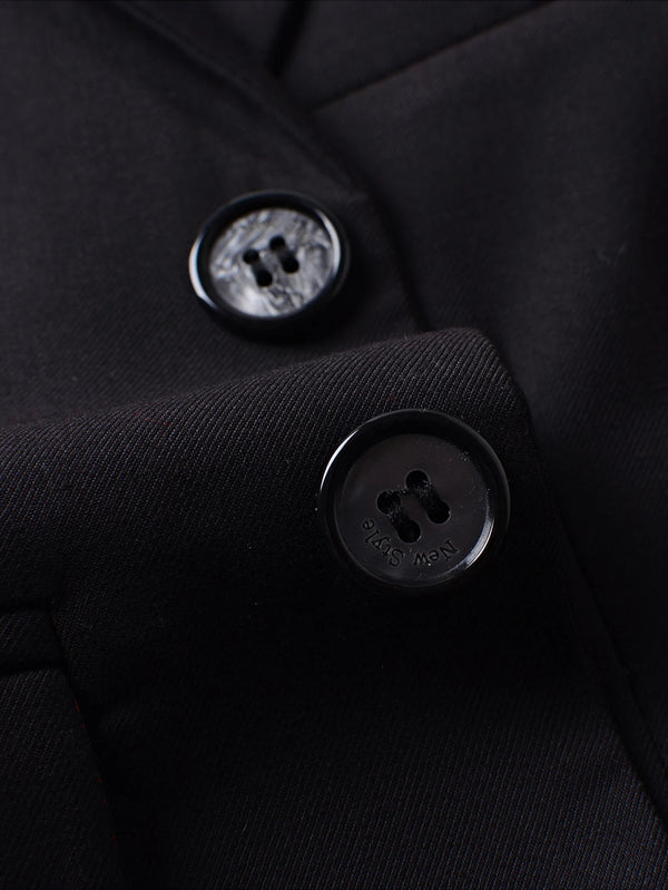 Detail shot of the notched lapel on the boys' colorful slim fit suit jacket.