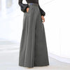 Chic wide leg palazzo pants for women in nylon-cotton blend, featuring pockets and button detail for stylish comfort.
