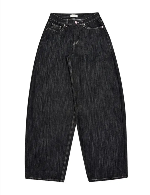 Fashionable pairing of Sunset Boulevard Jeans with retro accessories.