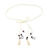 Bohemian braided faux leather skinny belt for women in camel, perfect for casual and formal outfits with fringe accents.