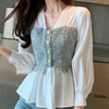 Elegant V-Neck White Chiffon Blouse for Women