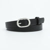 Chic round buckle women's belt in premium PU leather, perfect for jeans or dresses, stylish and durable fashion accessory.