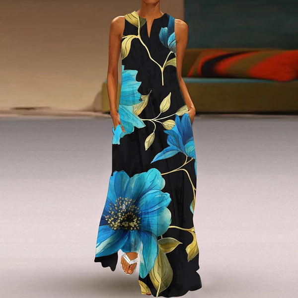 Effortless Elegance V-Neck Chiffon Maxi Dress