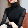 Chic Summer Lace Blouse in lightweight chiffon with turtleneck, full sleeves, and elegant lace detail for stylish summer wear