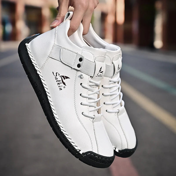 Spring summer leather boots with cooling ventilation design