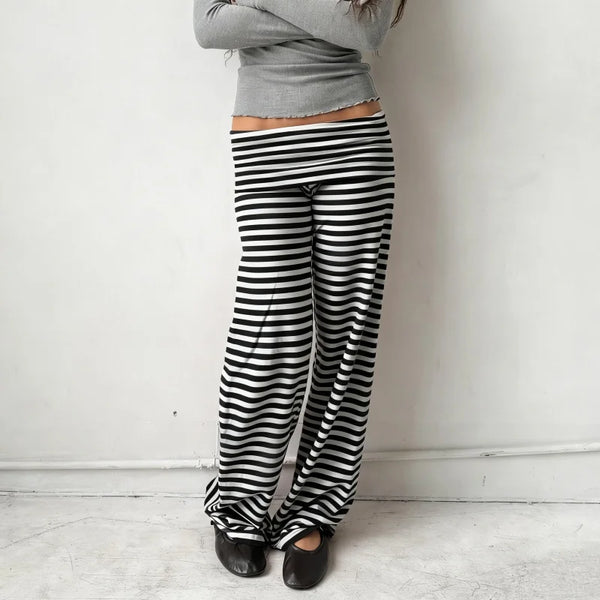 Ankle-length lounge pants in classic stripe pattern with loose drape