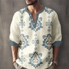 Pullover henley shirt with geometric print and regular fit