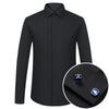 Business formal dress shirt with French cuffs and matching cufflinks in sophisticated blue