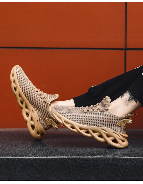 Athletic sneakers for men featuring moisture-wicking mesh and secure closure