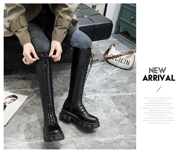 Chic ankle-high women's boots with lace-up closure, thick heel, and non-slip rubber sole for stylish fall and winter wear.