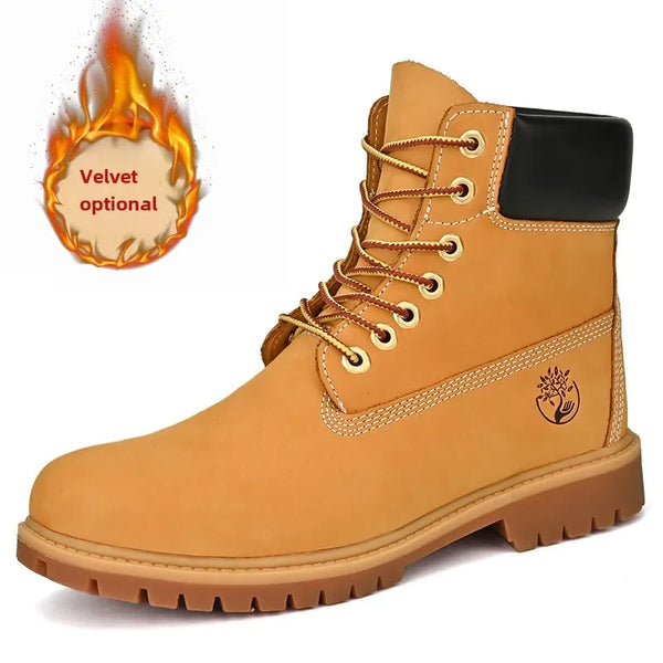 Rugged Trailblazer Boots against a backdrop of urban landscape, blending style with functionality.