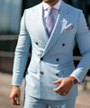 Close-up of the suit's buttons and lapel, emphasizing its elegant design.