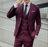 Close-up of the blazer's lapel on the elegant men's 3-piece suit.