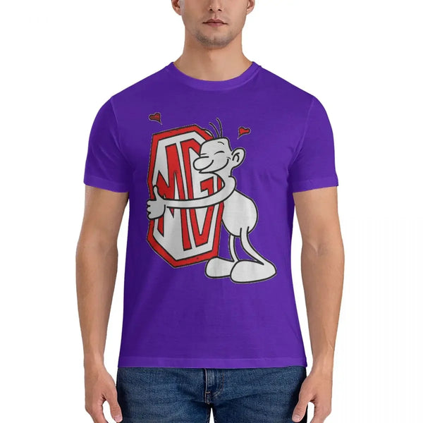 Men's quirky cotton fashion tee with unique graphic design, short sleeves, and round neck for stylish casual wear.