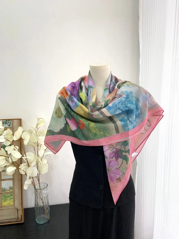Vintage-Inspired French Square Scarf for Women