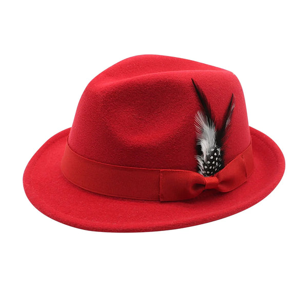 Fashionable woolen fedora with traditional European flair.